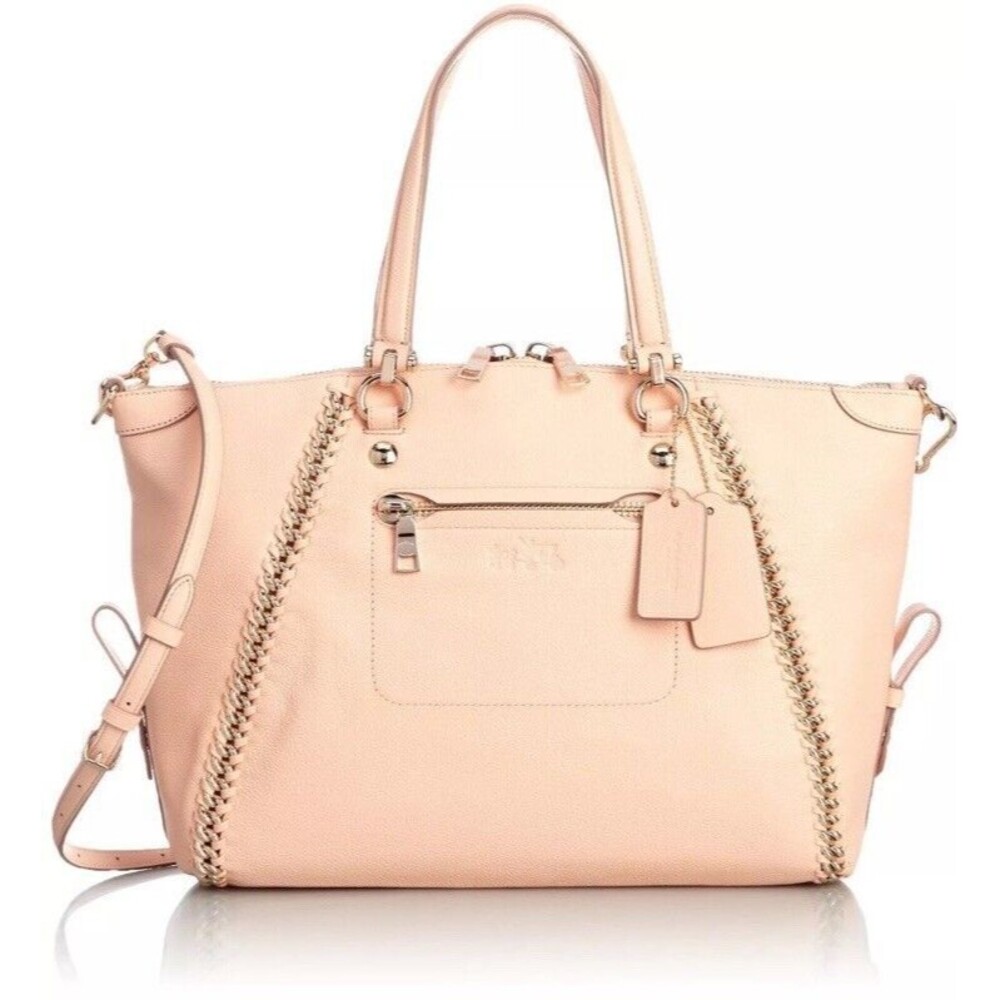COACH Prairie Whiplash Leather Handbag Shoulder Bag Tote Purse Apricot Peach